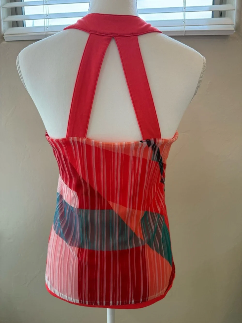 Adidas Women's Orange Green and White Geometric Racerback Tank Top Lightweight-M - Picture 2 of 7